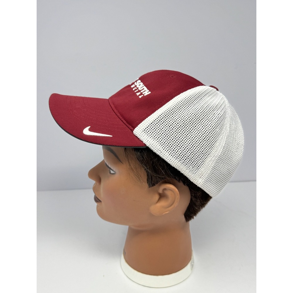 Nike Golf Flexfit Trucker Hat First South Financial Maroon White Mesh Cap